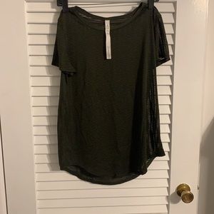 LULULEMON Hunter Green All Love Crew *striped Mesh Activewear Top